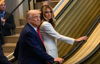 En medio de su intervención en la asamblea, Trump también se quejó del funcionamiento del telepromter diciendo que no funcionaba, tras ya haber pasado por lo ocurrido con la escalera eléctrica. FOTO: AFP