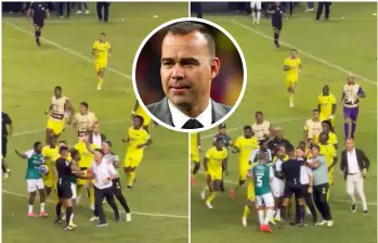 Sin espacio para hablar del 1-1 deportivo, la rueda de prensa pospartido en Palmaseca se transformó en un duro descargo contra el arbitraje y la conducta técnica rival. FOTO: Captura de video de redes sociales y Getty
