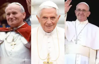 Juan Pablo II, Benedicto XVI y Francisco son los papas de los años recientes. FOTO Cortesía