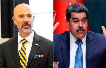 Terry Cole, director de la DEA, y Nicolás Maduro, presidente de Venezuela. FOTOS: Tomada de X @DEAHQ y AFP