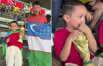 El padre del niño de Uzbekistán agradeció a los hinchas colombianos por el gesto que tuvieron con su hijo. FOTOS: Tomada de Instagram @khatamov.bektosh