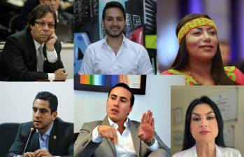 Arriba de izquierda a derecha: César Lorduy, Cambio Radical; Juan David Duque, Frente Amplio Unitario; Martha Peralta, MAIS. Abajo: Álex Flórez, Pacto Histórico; Richard Aguilar, Partido Liberal y Olga Milena Flórez, Frente Amplio Unitario. Foto: Colprensa