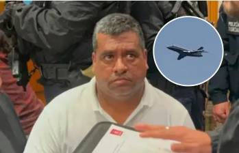 El avión Falcón 2.000 donde fue extraditado alias Araña despegó cerca de las 11 de la mañana. Foto: Captura de video.