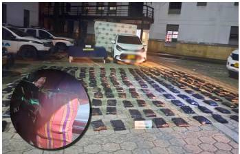 El procedimiento se llevó a cabo en el barrio París, luego de que una denuncia ciudadana alertara sobre el cargue sospechoso de varios paquetes en un vehículo. FOTO Policía Metropolitana. 
