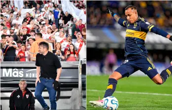 Eduardo “Chacho” Coudet (izquierda) DT de River y Sebastián Villa (derecha). FOTOS: X River Plate e instagram sebastianvilla14