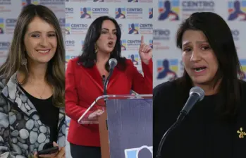 Paloma Valencia, María Fernanda Cabal y Paola Holguín son las tres congresistas que junto a Andrés Guerra y Miguel Uribe Londoño buscan el aval del Centro Democrático para aspirar a la Presidencia en el 2026. Fotos: Colprensa