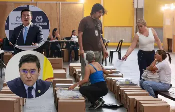 Proceso de escrutinio en todo el país. En la foto, arriba: Hernán Penagos, registrador Nacional; abajo: Cristian Quiroz, presidente del CNE FOTO Colprensa