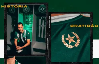 La camiseta de Chapecoense en 2026 será parecida a la que utilizó Nacional en la Sudamericana del 2016. Foto: tomada del x de @ChapecoenseReal