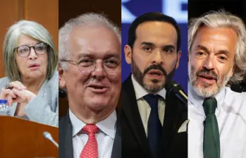 Varias figuras políticas le solicitaron al presidente electo desistir de su segunda ciudadanía. En la foto, de izquierda a derecha, Cecilia López, José Antonio Ocampo, Abelardo de la Espriella y Juan Daniel Oviedo. Foto: Colprensa.
