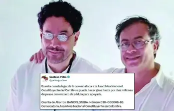 El candidato presidencial del Pacto Histórico, Iván Cepeda, y el presidente de la República Gustavo Petro. FOTO CORTESÍA