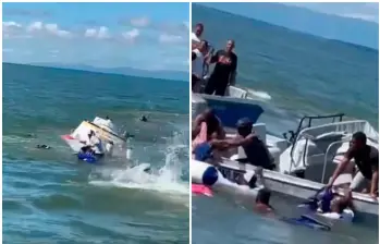 Pescadores y otras embarcaciones de la zona lograron rescatar con vida a 49 pasajeros tras el naufragio en el golfo de Urabá. FOTO pantallazo de Facebook Urabá Noticias