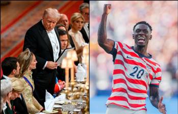 Donald Trump y Folarin Balogun. FOTOS: X Donald Trump y USNTM