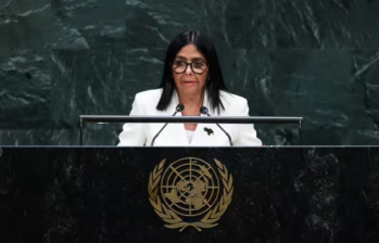 Delcy Rodríguez, presidenta interina de Venezuela, durante su intervención en la Asamblea General de la ONU: FOTO: AFP