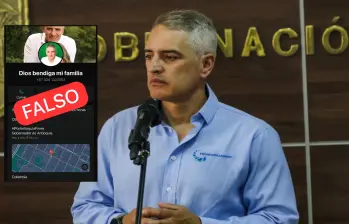Adelante, el perfil falso donde estarían haciendo las estafas. Atrás, el gobernador Rendón. Foto: Andrés Camilo Suárez Echeverry