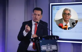 Andrés Idárraga, ministro de Justicia y Augusto Rodríguez, director de la UNP. Foto: Colprensa