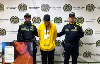 Adelante, la víctima Anlly Tatiana Vélez Giraldo, de 19 años. Atrás, el presunto asesino de la joven. FOTO: Cortesía