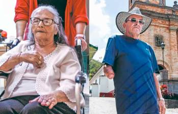 Fidelina y Jorge son dos adultos mayores antioqueños beneficiarios de renta vitalicia. FOTO Julio Herrera