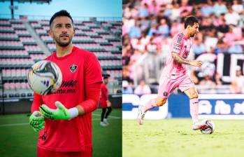 El arquero colombiano Camilo Vargas ha sido verdugo del futbolista argentino Lionel Messi en varias oportunidades. FOTOS: TOMADAS DEL X DE @Atlas y @Intermiami 