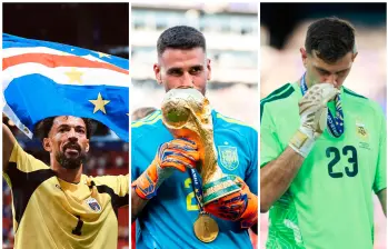 Vozinha, Unai Simón y Emiliano “Dibu” Martínez. FOTOS: Instagram Vozinha1, unaisimon.23 y emi_martinez26