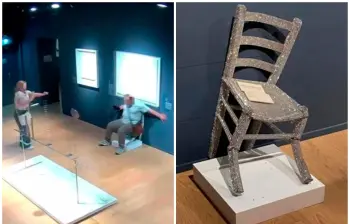 La silla Van Gogh, obra del artista Nicola Bolla cubierta de cristales Swarovski, fue dañada por un turista en el Palazzo Maffei de Verona. FOTOS cortesía 
