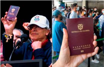 El presidente Gustavo Petro mostró cómo lucirá el nuevo pasaporte colombiano. FOTOS: Colprensa y archivo EL COLOMBIANO, Edwin Bustamante
