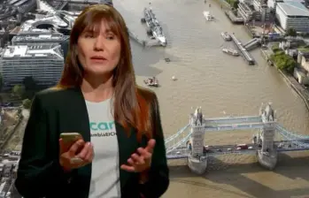 Zulma Guzmán fue capturada antes de saltar del río Támesis en Londres. FOTO: Getty y captura video de redes sociales