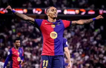 El futbolista brasileño Raphinha suma 12 celebraciones esta temporada en la Champions. FOTO: X BARCELONA