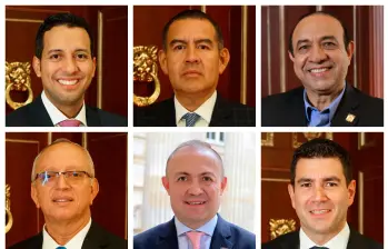 Arriba, de izquierda a derecha: Julián López, Wilmer Carrrillo y José Eliécer Salazar. Abajo, en el mismo orden: Jorge Eliécer Tamayo, Néstor Leonardo Rico y Juan Carlos Wills. FOTO: ARCHIVO PARTICULAR 