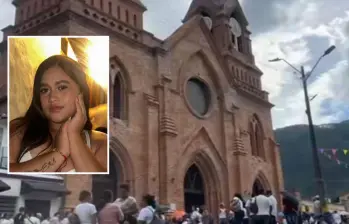 Adelante, la joven encontrada muerta en Bolombolo. Atrás, su sepelio en Venecia. FOTO: imágenes tomadas de redes