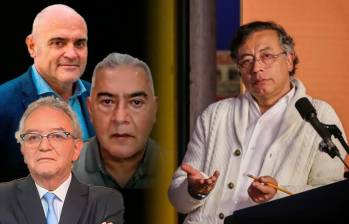 Presidente Gustavo Petro. El catalán Xavier Vendrell, a la derecha Jorge Lemus y abajo, Diego Marín alias Papá Pitufo. Foto: Colprensa y cortesía