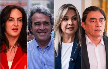 Los precandidatos presidenciales María Fernanda Cabal, Sergio Fajardo, Vicky Dávila y Gustavo Bolívar. FOTOS: Colprensa