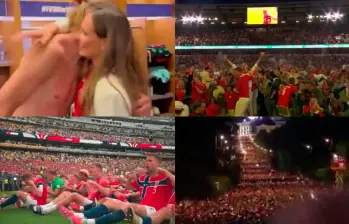 Noruega celebró a lo grande el triunfo ante Brasil. FOTOS: Capturas