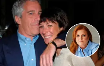 Jeffrey Epstein junto a su pareja y cómplice, Ghislaine Maxwell. En la otra imagen la exduquesa de York, Sarah Ferguson. FOTOS: Getty y tomada de Instagram @sarahferguson15