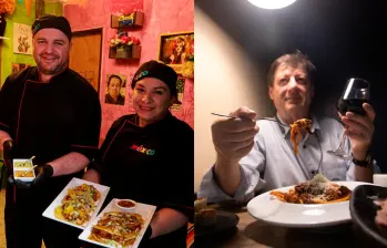 A la izquierda están Angie y Pedro, dueños del restaurante mexicano, y a la derecha se encuentra Luca, propietario de Picarosso. FOTO: Manuel Saldarriaga / Horus Thor