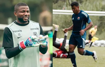 El arquero Harlen Castillo fue titular con el cuadro verde, mientras que el atacante Léider Berrío marcó con los rojos. Foto: tomada del Instagram de Nacional y DIM 