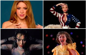 Shakira, Beyoncé, Lady Gaga y Taylor Swift. FOTOS Tomadas de X @shakira, @chartdata, @ladygaga y @taylorswift13, respectivamente 