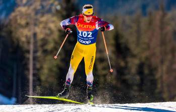 Este es el colombiano Fredrik Fodstad, durante uno de los entrenamientos antes de la competencia de Juegos Olímpicos de Invierno en Milán. FOTO GETTY 