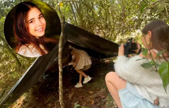 Daniela Múnera Ángel graba a su hermana durante una escena de Cambuche, su primer documental´. Foto Cortesía