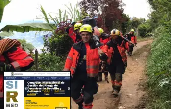 Adelante, la nueva plataforma Sirmed. Atrás, bomberos de Medellín atendiendo una emergencia. FOTOS: Laura Rosa Jiménez Valencia y tomada de redes sociales
