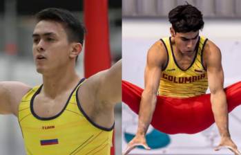 Los gimnastas Jossimar Calvo y Ángel Barajas, clasificaron para las finales del Mundial de Gimnasia realizado en Bakú, Azerbaiyán. FOTO: COLPRENSA Y GETTY