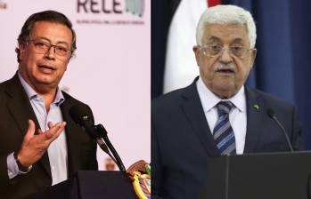 Presidente, Gustavo Petro y el presidente palestino, Mahmud Abás. Foto: Colprensa