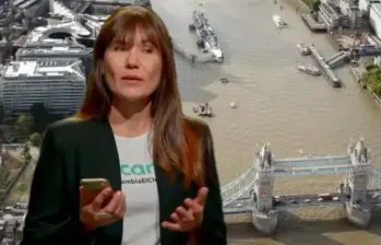 La empresaria se encuentra en Inglaterra a la espera de ser trasladada a Colombia para responder ante la justicia. Ella fue rescatada antes de saltar al río Támesis. FOTO: Getty y captura video de redes sociales