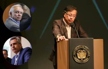 El presidente Gustavo Petro y los exministros: Arriba, Ricardo Bonilla (Hacienda); abajo, Luis Fernando Velasco (Interior). Foto: Colprensa.
