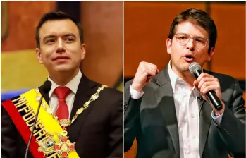 El presidente Daniel Noboa aseguró que su gobierno investiga si grupos criminales de su país tienen relación con el magnicidio de Miguel Uribe Turbay. FOTOS: Tomada de X @DanielNoboaOk y Colprensa
