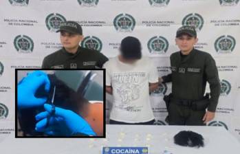 El hombre llevaba en una peluca más de 220 gramos de cocaína. Fotos: Policía