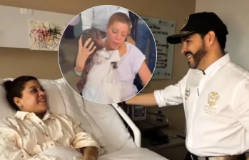 Stephany Echavarría recibió a su hija en brazos a la salida de la Fundación Valle de Lili, en Cali. Foto: Captura de video Presidencia y @noticieronoti5