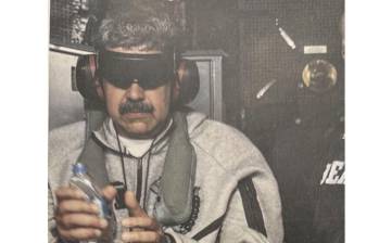 La primera imagen de Nicolás Maduro capturado. FOTO: Tomada de redes sociales Trump