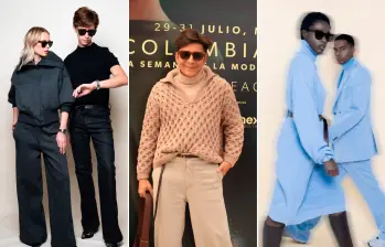 Franklin Ramos (en el centro) y algunas piezas de su marca Toscano. FOTOS Inexmoda y Cortesía. 