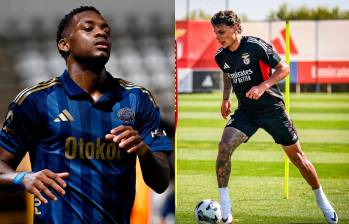 El delantero antioqueño Jhon Jáder Durán (21 años), tiene contrato con Fenerbahce hasta junio del 2026. El volante Richard Ríos (25), firmó con Benfica hasta 2030. FOTO: TOMADAS DEL X DE @Fenerbahce y Benfica