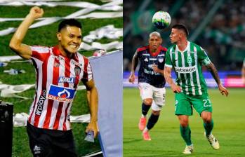 El futbolista Teófilo Gutiérrez y el volante James Rodríguez fueron los capitanes de Junior y Nacional en el partido de la fecha 3. Fotos: Camilo Suárez y Colprensa 